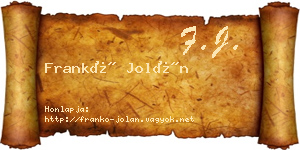 Frankó Jolán névjegykártya